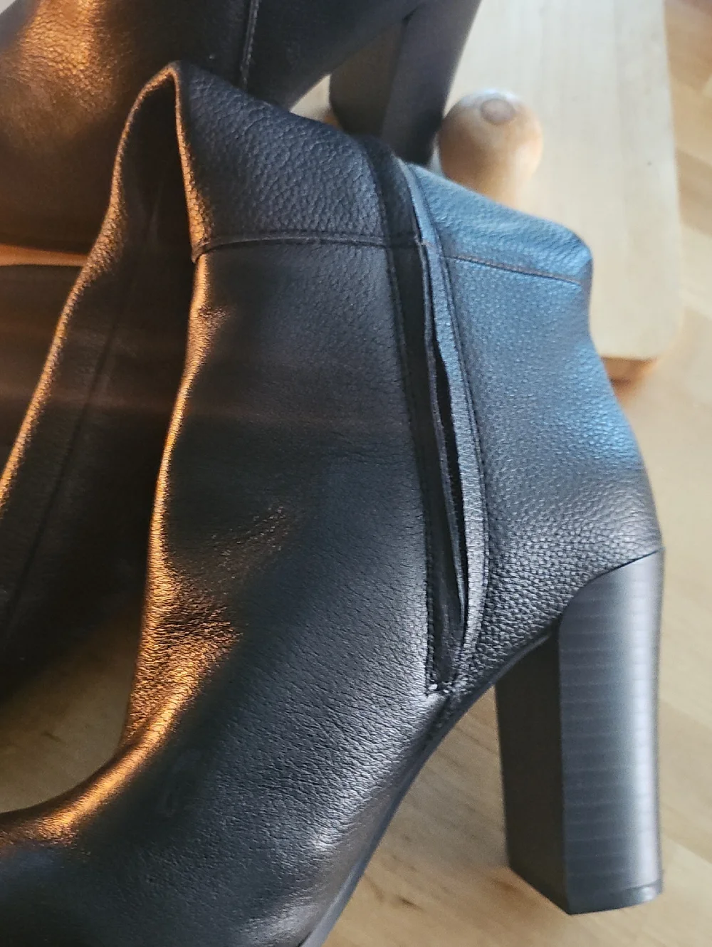 Classic Black Leather Women’s Knee Boot - Elegant Block Heel